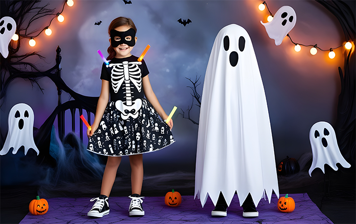 Skeleton Look and Ghost Costume for Halloween Event